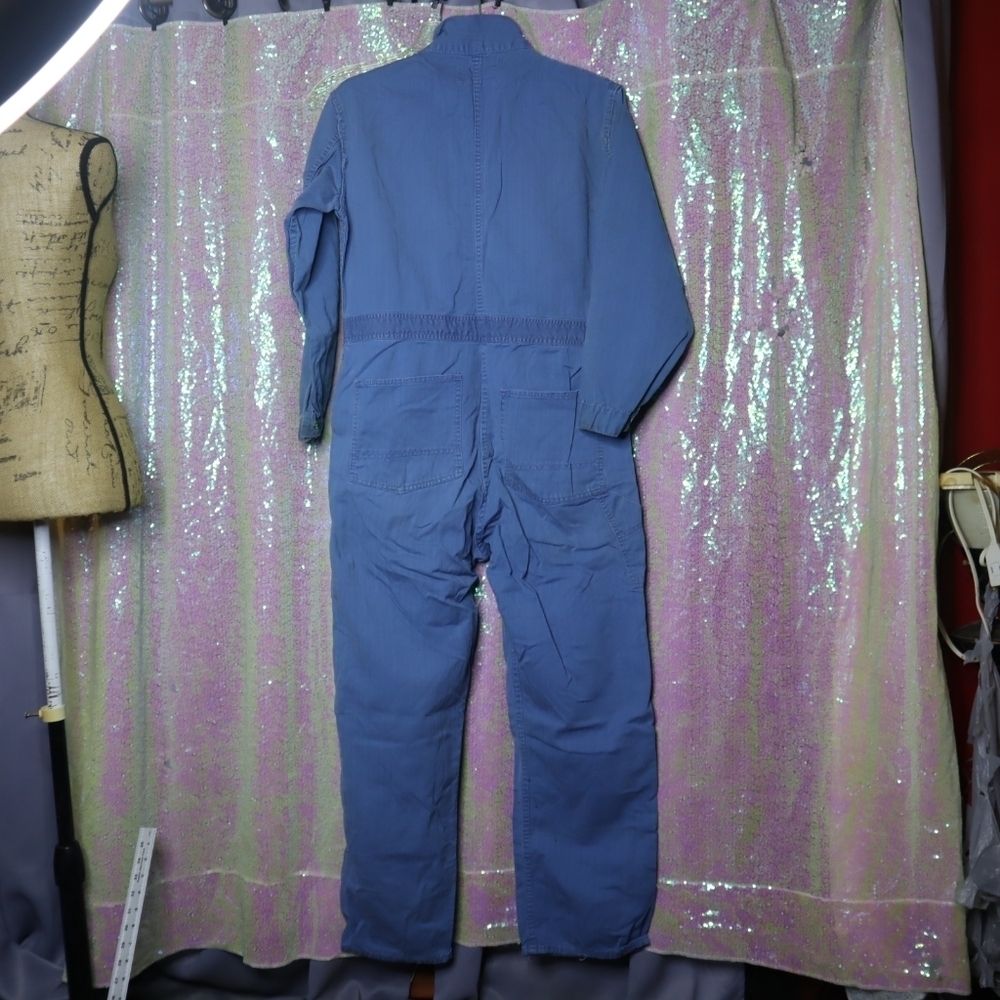 VINTAGE BLUE COTTON COVERALLS 40 Euclid Mfg Co Denim Uniform Work Classic Grunge - Picture 8 of 14